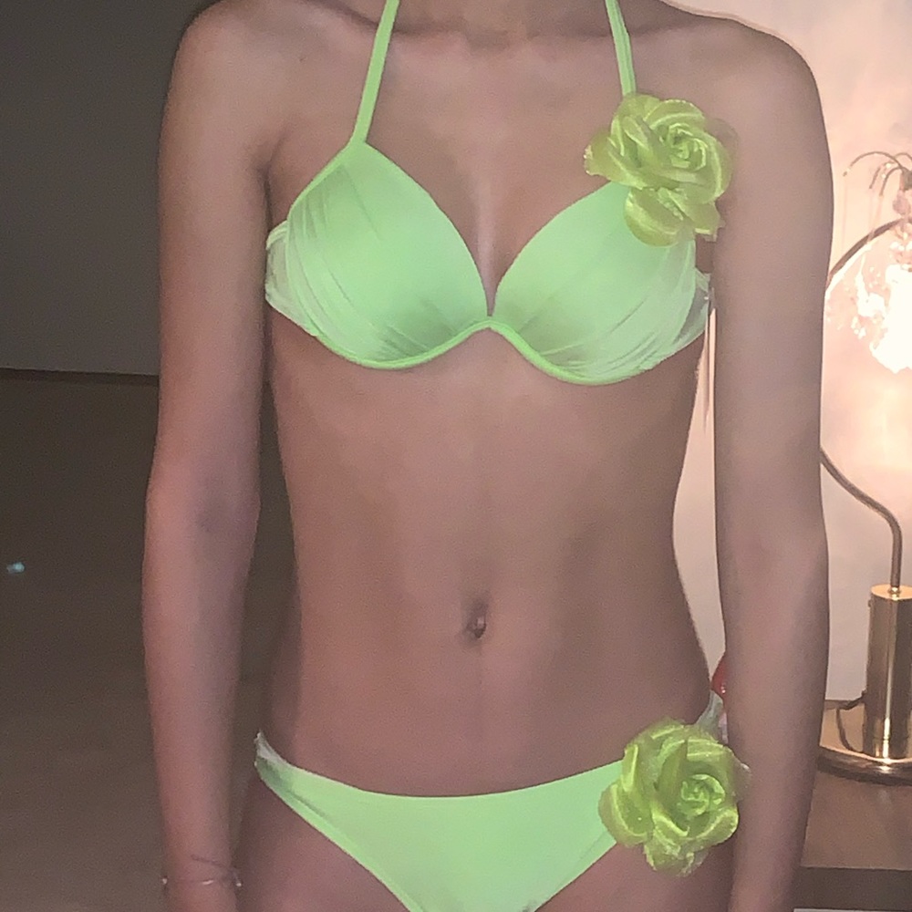 Beautiful bright neon green swim.